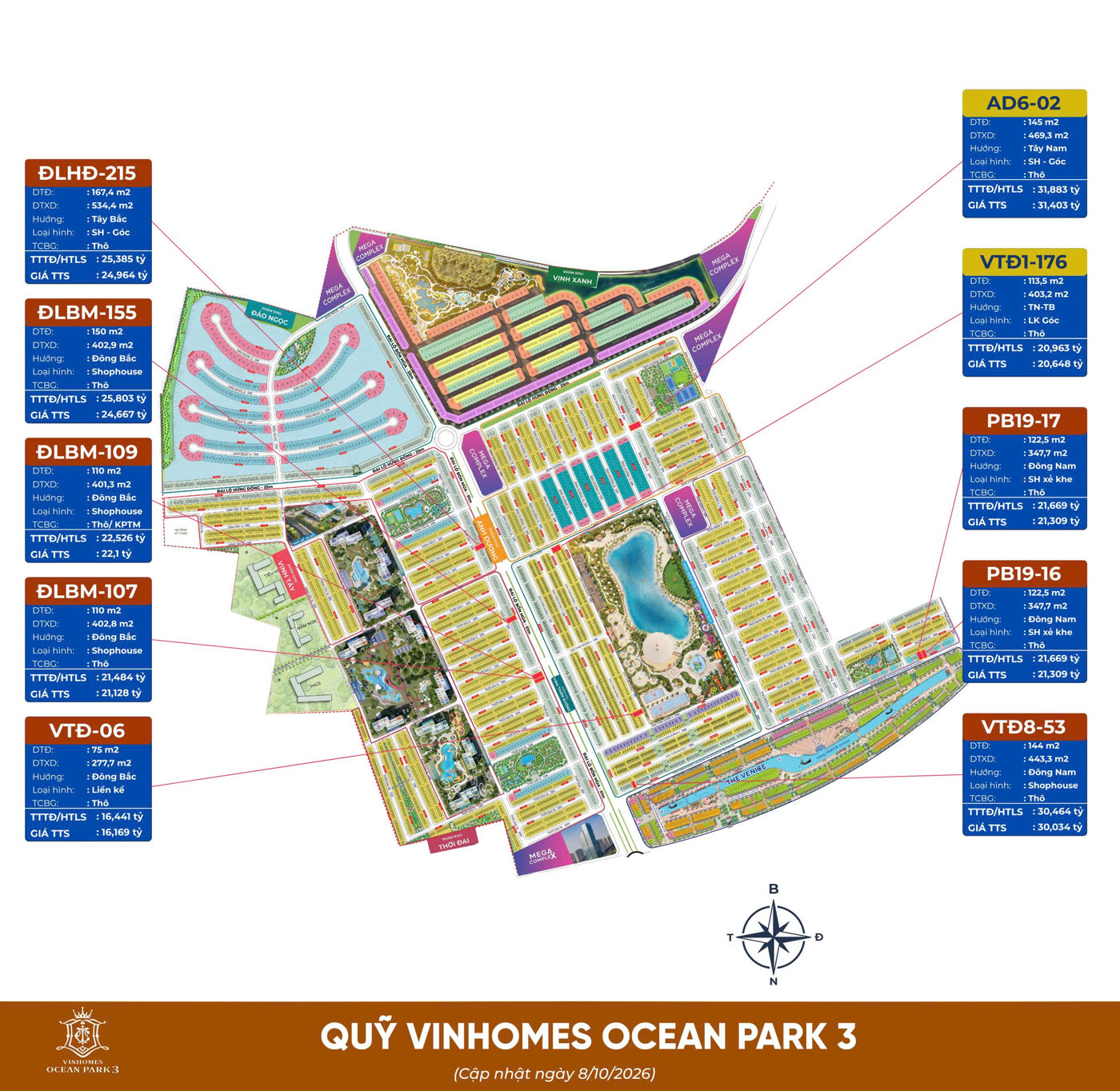 Mặt bằng quỹ căn Vinhomes Ocean Park 3